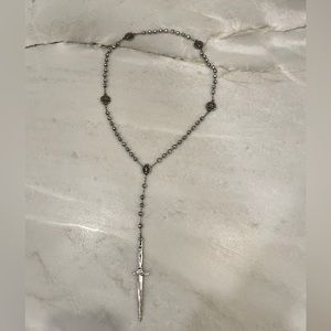 Pamela Love Metallic Rosebud Dagger Rosary Necklace